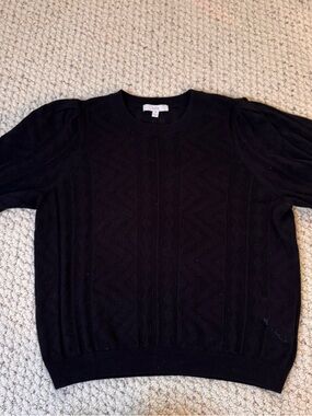 Joie Black Crochet Knit Chevron Sweater